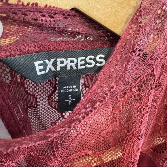 Express Lace Burgundy Ruffle Blouse - Picture 5 of 6